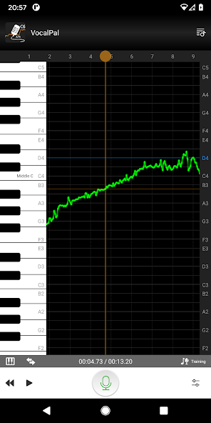 VocalPal displaying a live vocal pitch curve